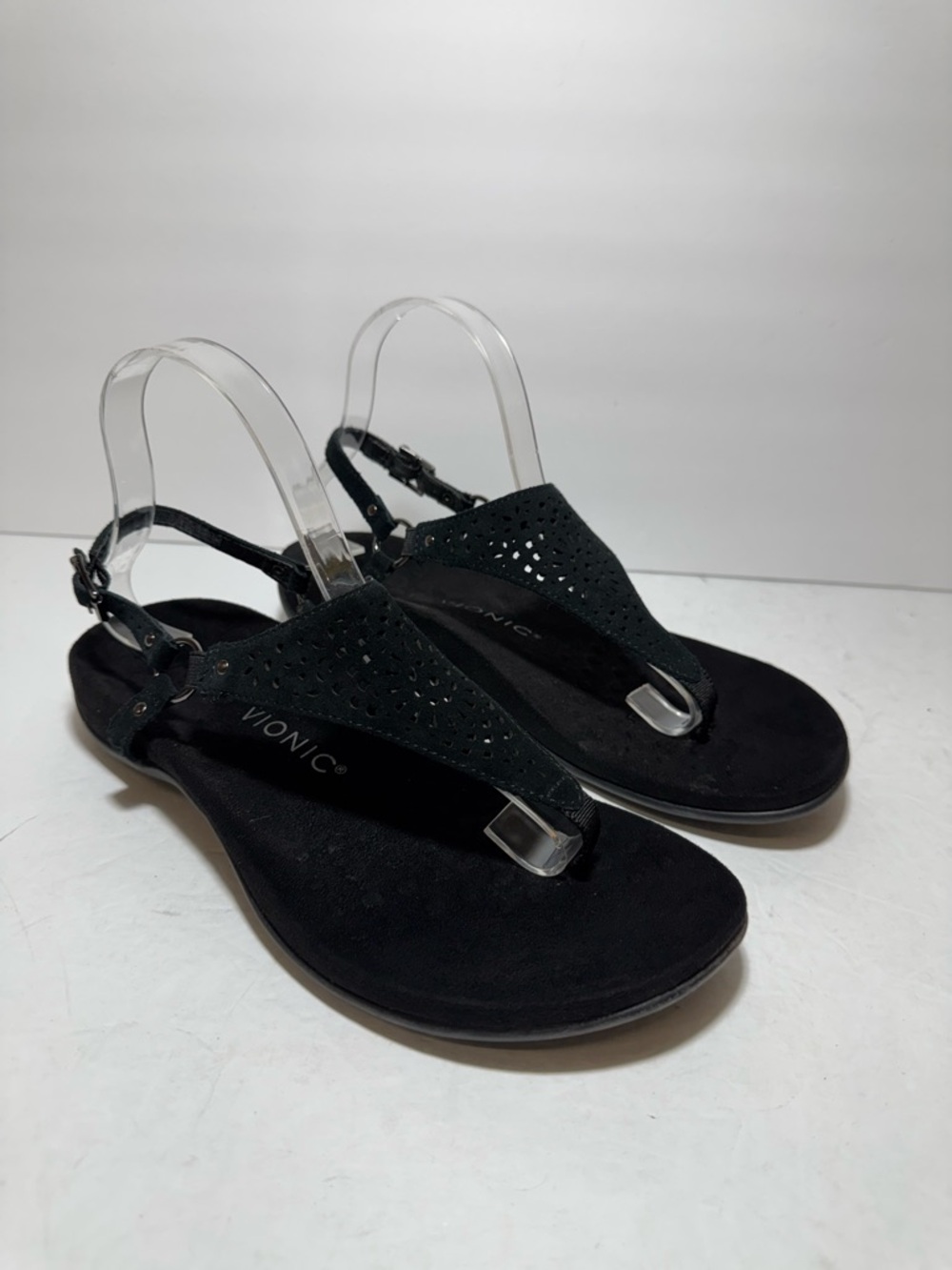 Vionic Kirra Sandals Black Perf Leather Comfort Casual Summer Beach Size 8.5 - Picture 2 of 9